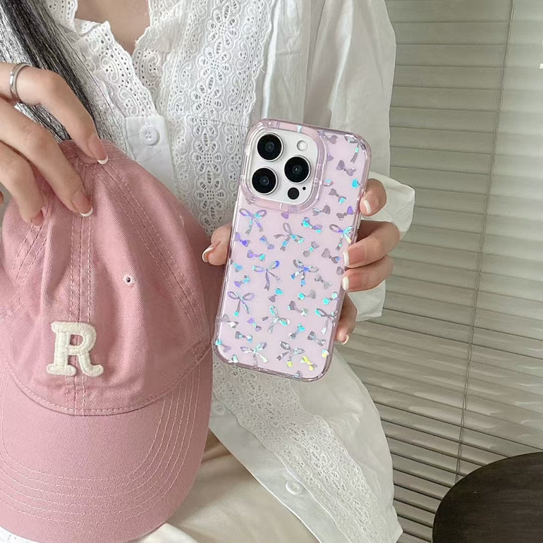 Holographic Bows Silicon Case For iPhone