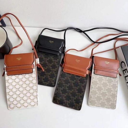 Luxury Branded Leather Bag For iPhone With Sling
