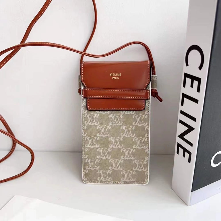Luxury Branded Leather Bag For iPhone With Sling