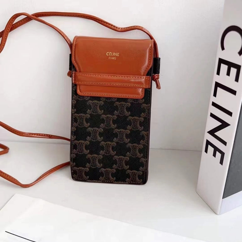 Luxury Branded Leather Bag For iPhone With Sling