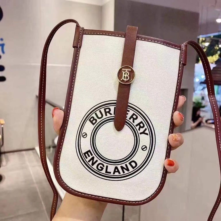 Luxury Branded Leather Bag For iPhone With Sling