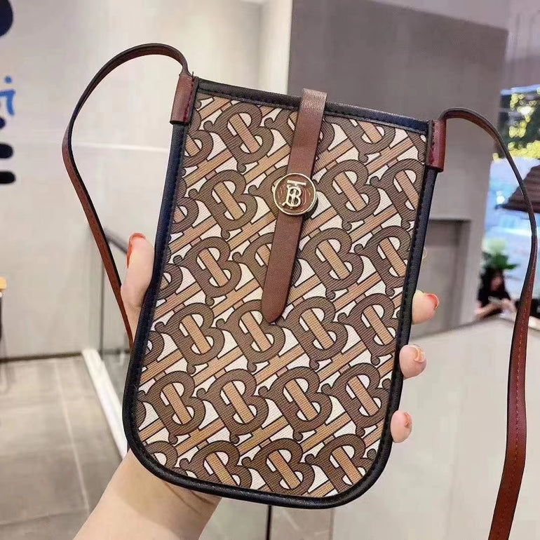 Luxury Branded Leather Bag For iPhone With Sling