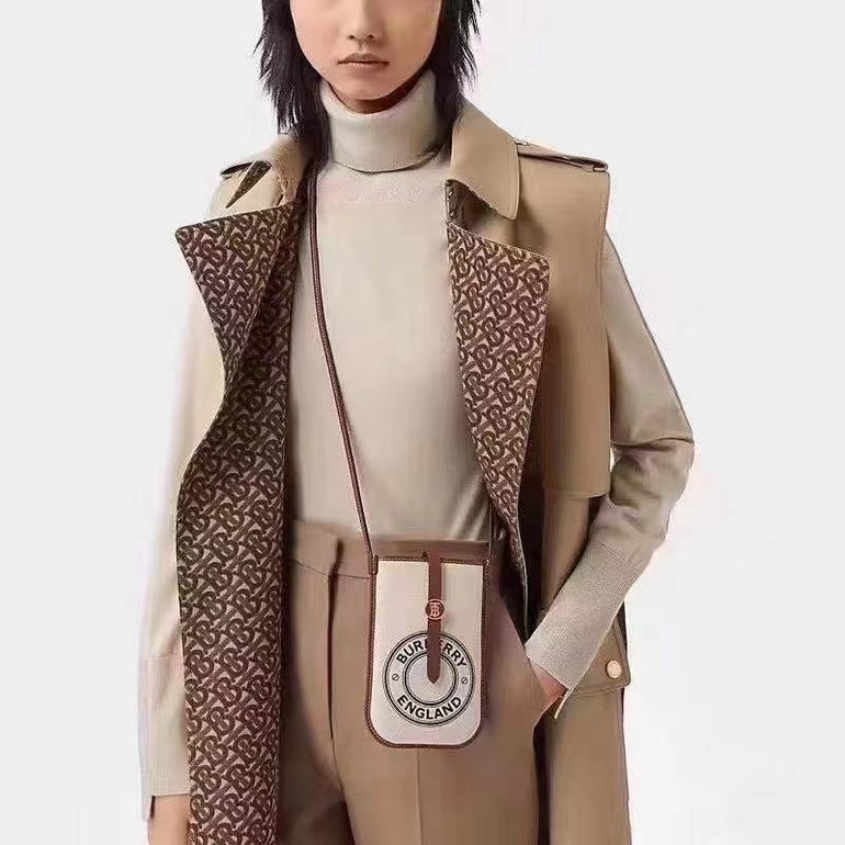 Luxury Branded Leather Bag For iPhone With Sling