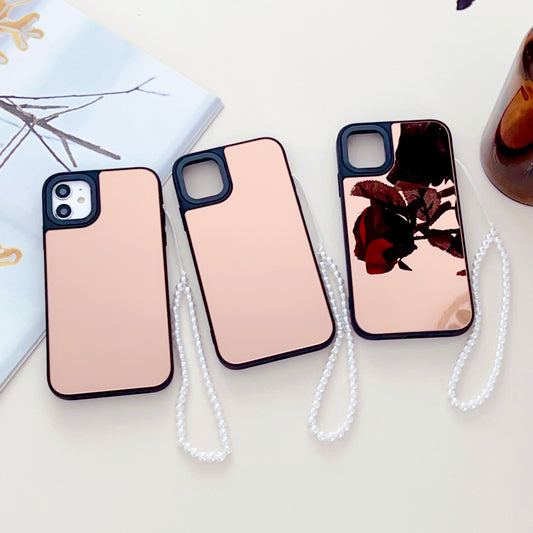 Reflective Mirror Case for iPhone With Beaded Charm
