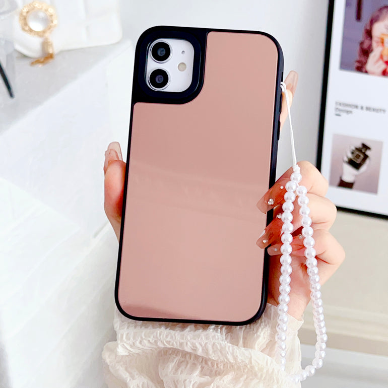 Reflective Mirror Case for iPhone With Beaded Charm