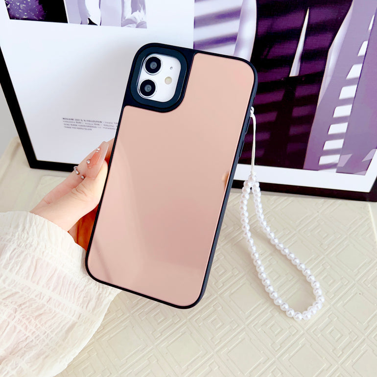 Reflective Mirror Case for iPhone With Beaded Charm
