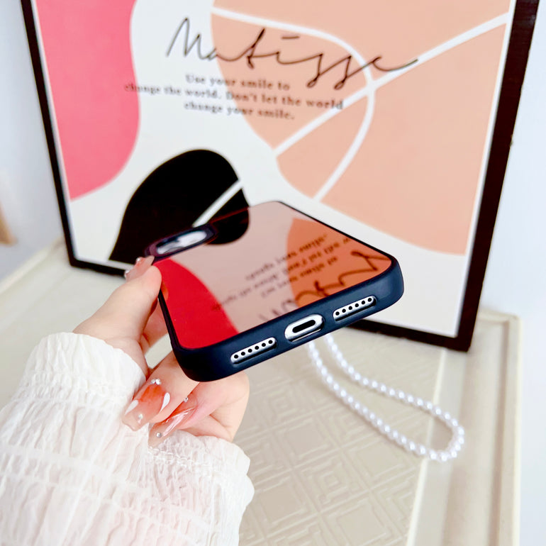 Reflective Mirror Case for iPhone With Beaded Charm