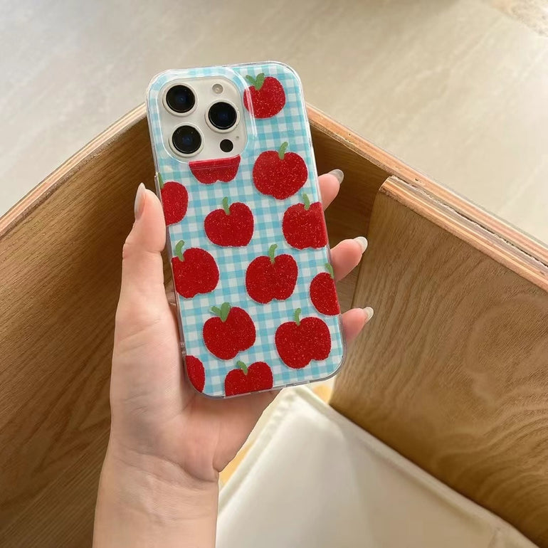 Apple Pattern Designer Case For iPhone With Charm