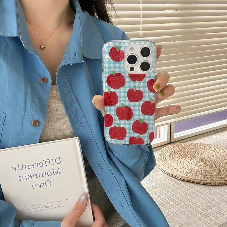 Apple Pattern Designer Case For iPhone With Charm