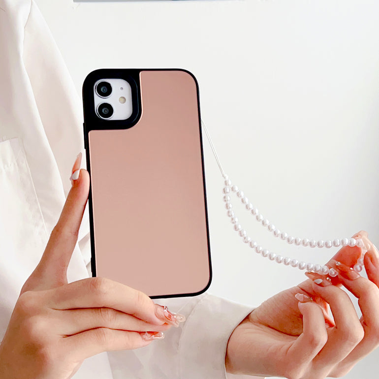 Reflective Mirror Case for iPhone With Beaded Charm