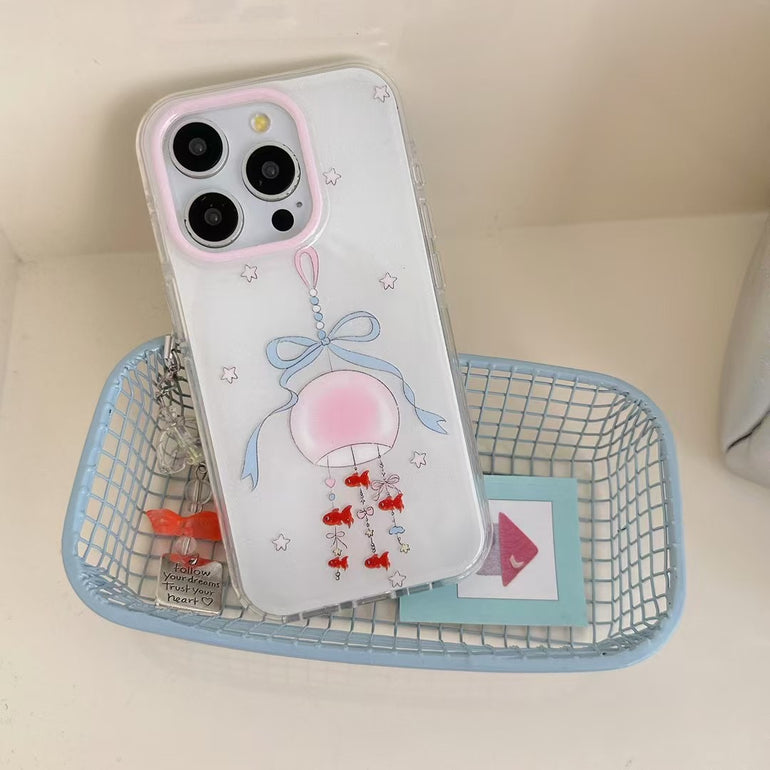 Hanging Fish Designer Case For iPhone With Charm