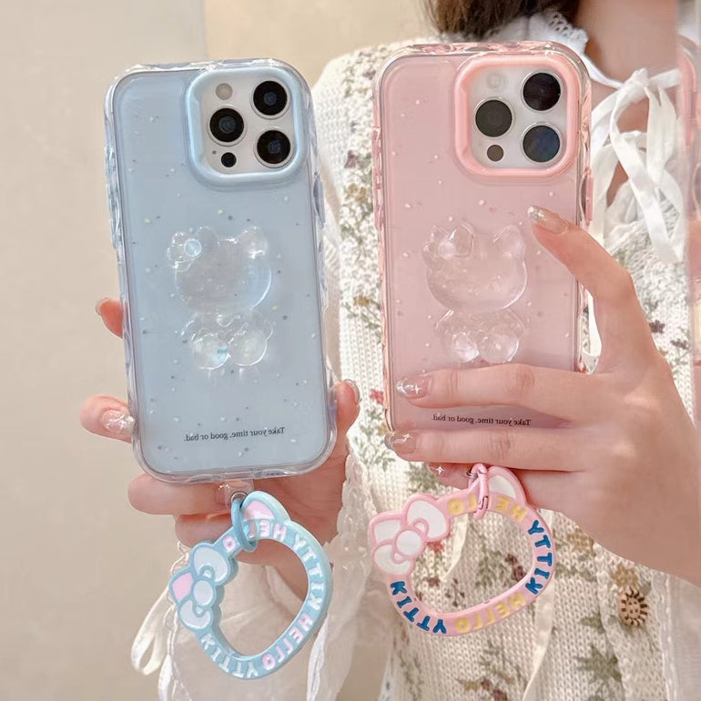 Cute Kitty Silicon Case For iPhone With Charm