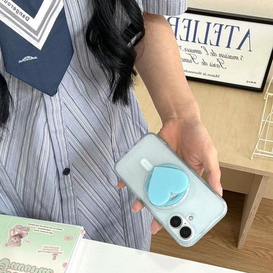 Pastel Color Silicon Magsafe Case For iPhone With Heart Magsafe Holder