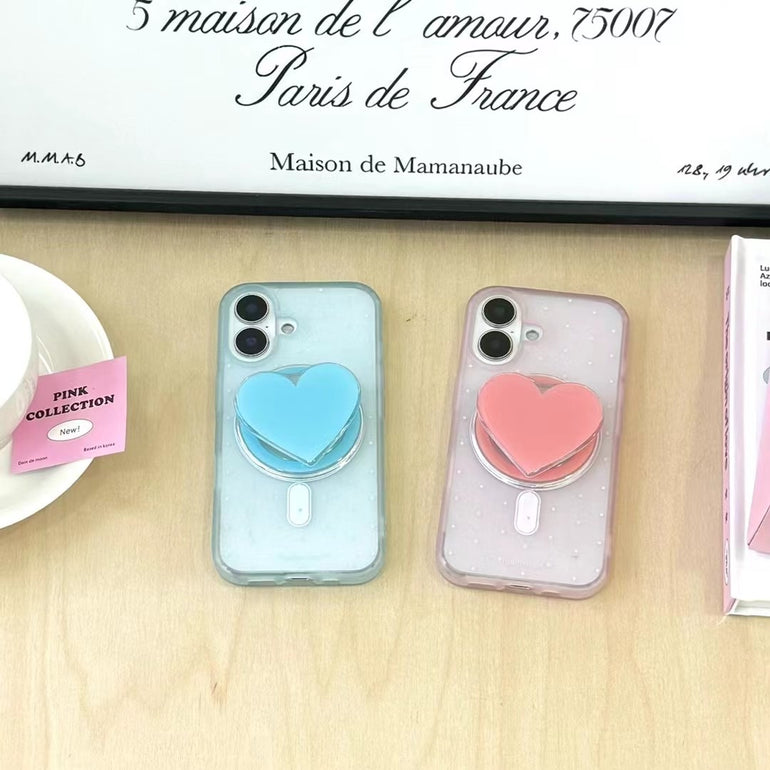 Pastel Color Silicon Magsafe Case For iPhone With Heart Magsafe Holder