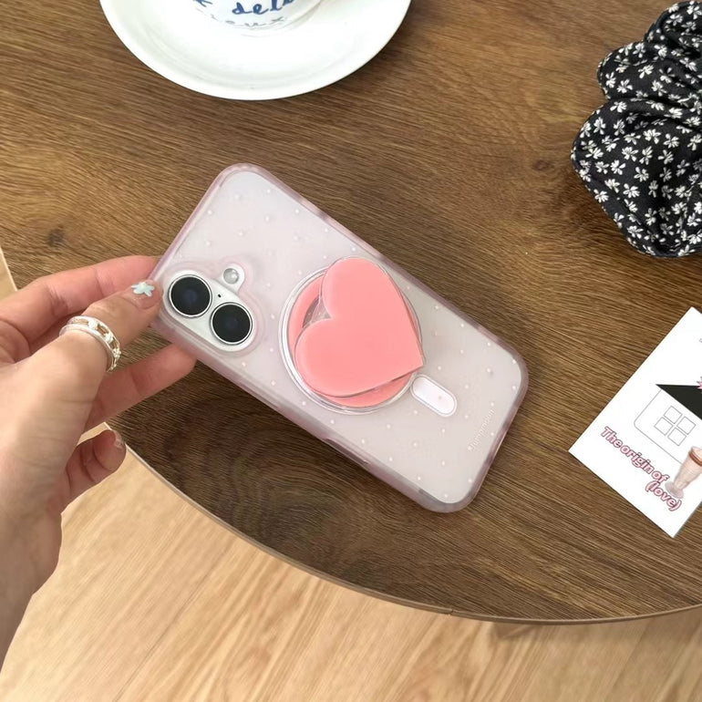 Pastel Color Silicon Magsafe Case For iPhone With Heart Magsafe Holder
