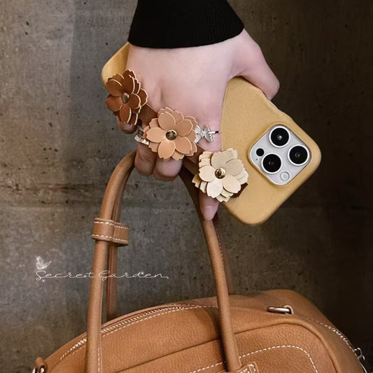 Leather Case For iPhone With Flower Belt Holder