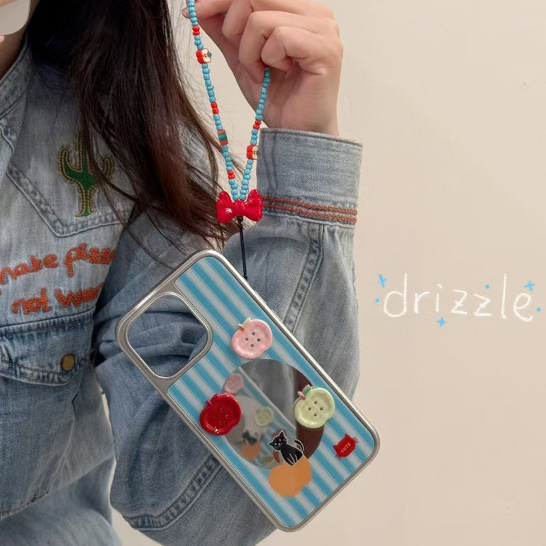 Cute Apples Mirror Case For iPhone With Charm
