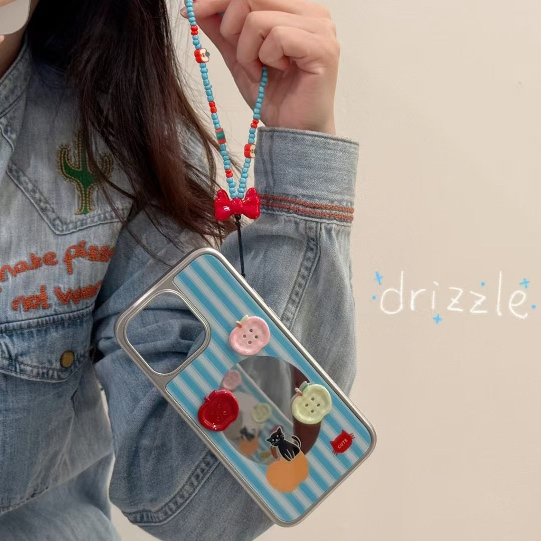 Cute Apples Mirror Case For iPhone With Charm