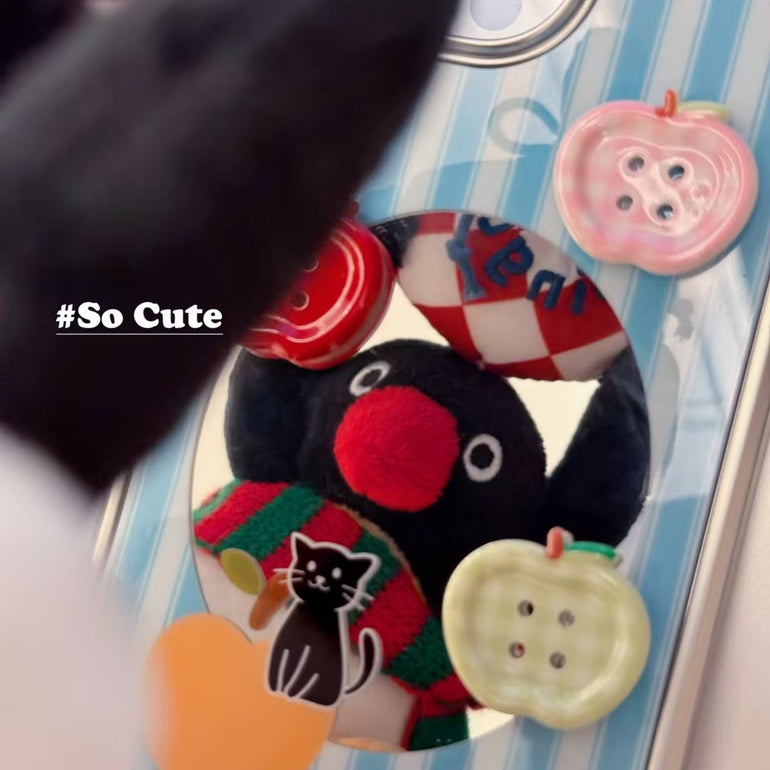 Cute Apples Mirror Case For iPhone With Charm