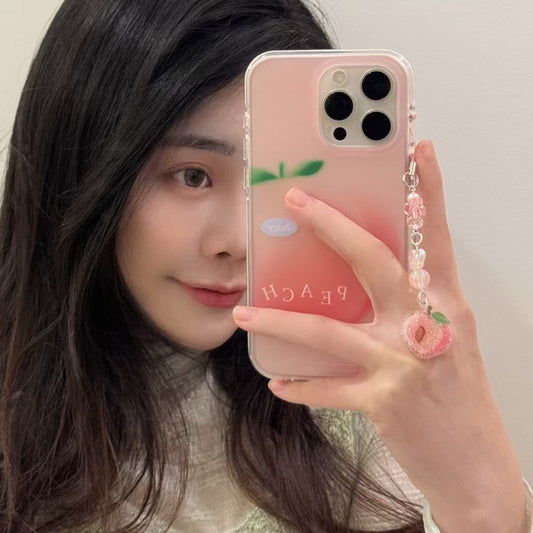 Cute Peach Designer Case For iPhone With Charm