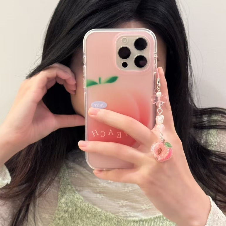 Cute Peach Designer Case For iPhone With Charm