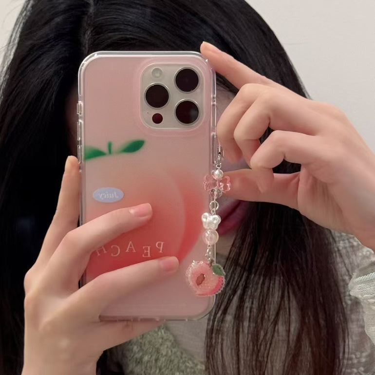 Cute Peach Designer Case For iPhone With Charm