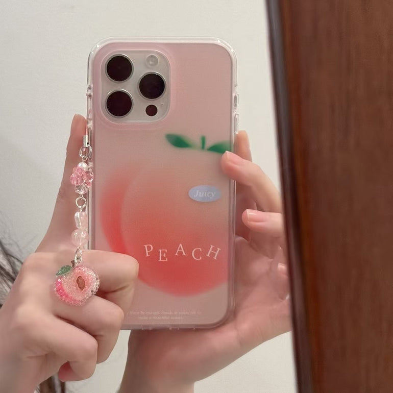 Cute Peach Designer Case For iPhone With Charm