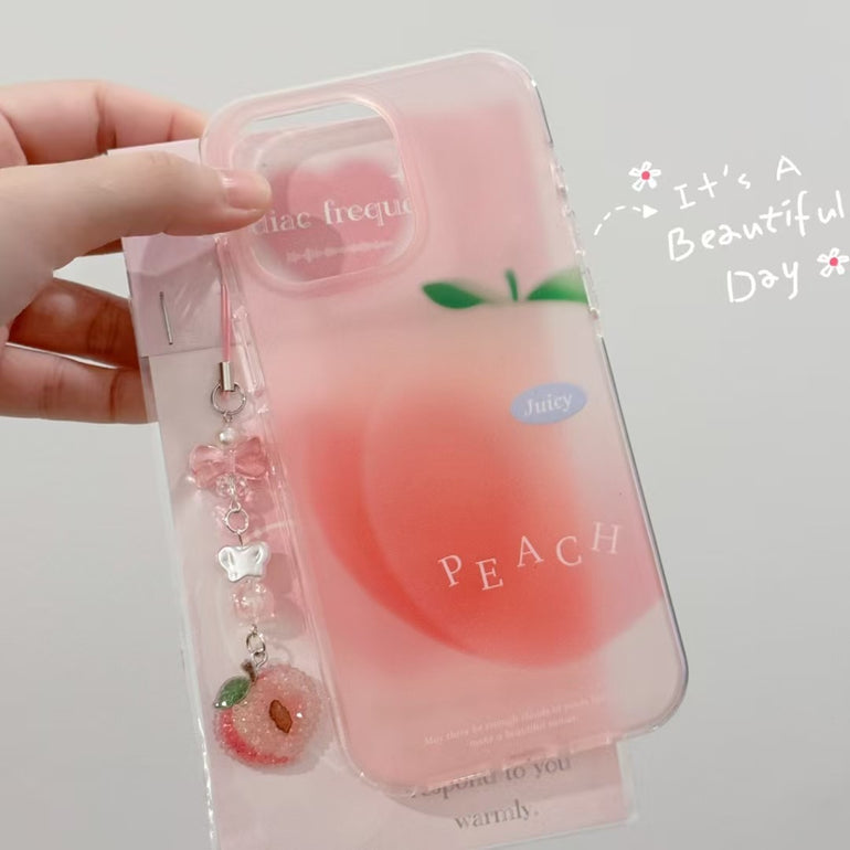Cute Peach Designer Case For iPhone With Charm
