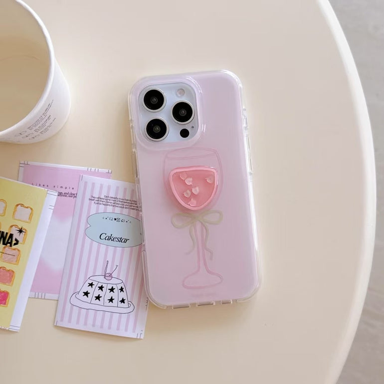 Pink Cocktail Designer Silicon Case For iPhone With Charm