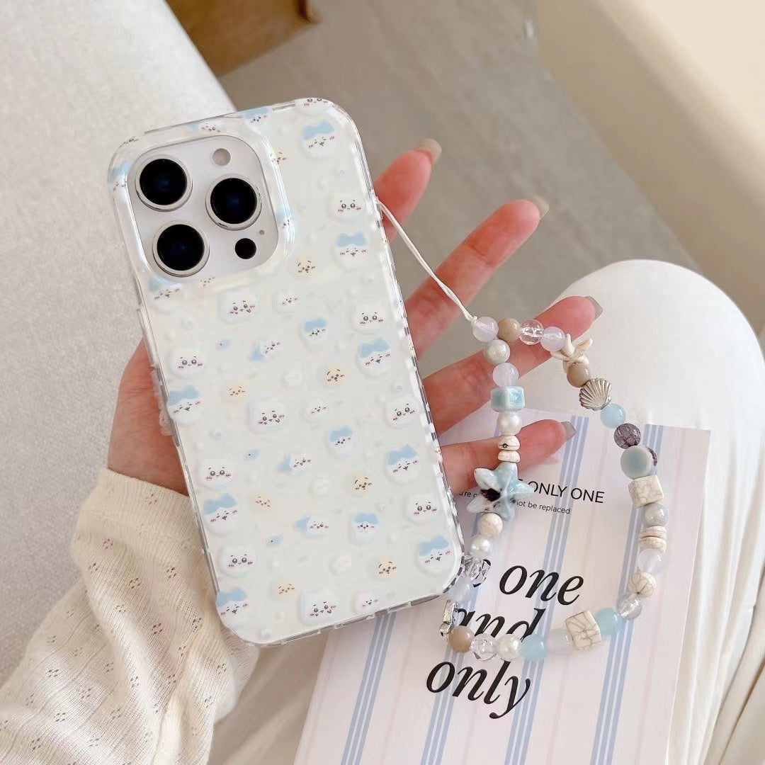 Cute Cartoon Pattern Silicon iPhone Case With Charm