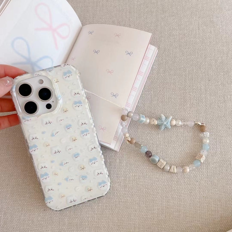 Cute Cartoon Pattern Silicon iPhone Case With Charm