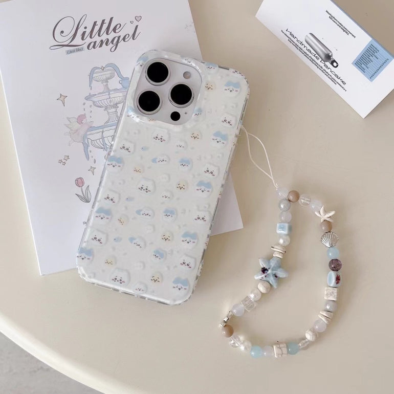 Cute Cartoon Pattern Silicon iPhone Case With Charm