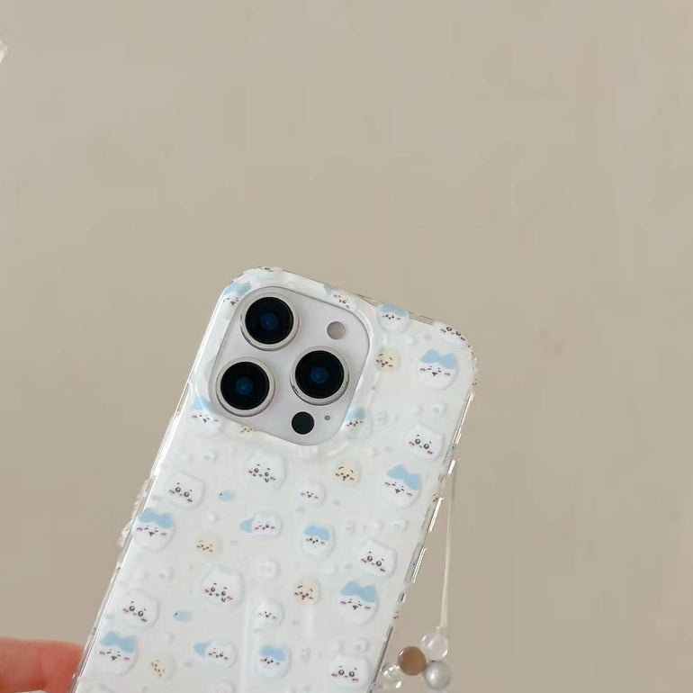 Cute Cartoon Pattern Silicon iPhone Case With Charm