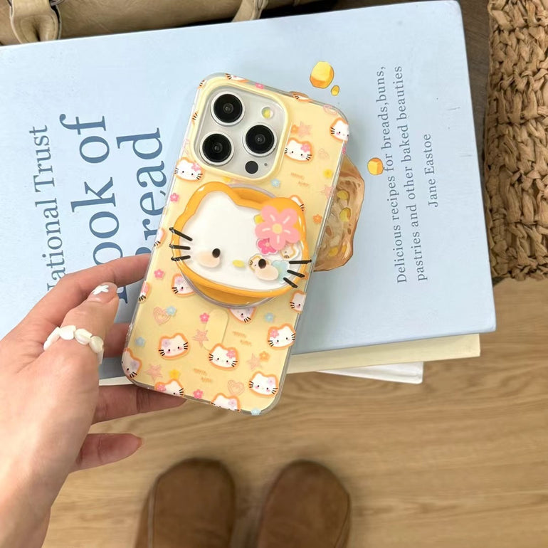 Kitty Pattern Silicon Magsafe Case For iPhone With Magsafe Holder