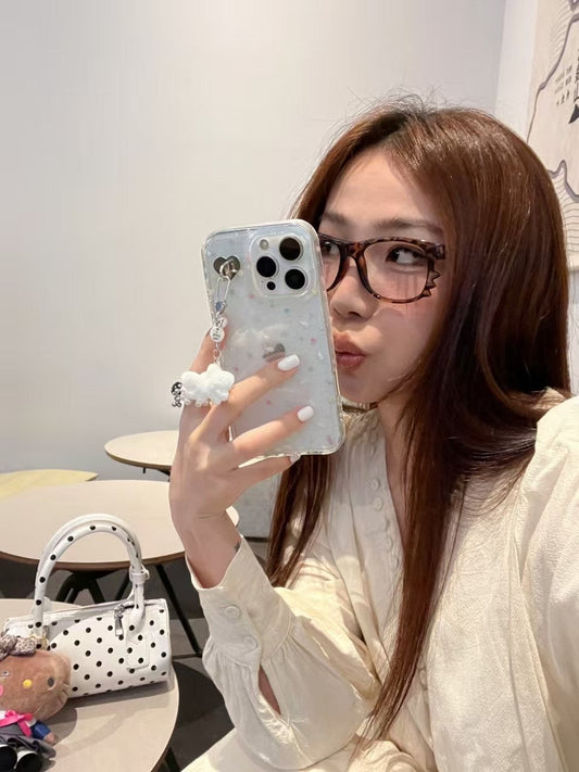 Star Pattern Silicon Case For iPhone With Star Butterfly Charm