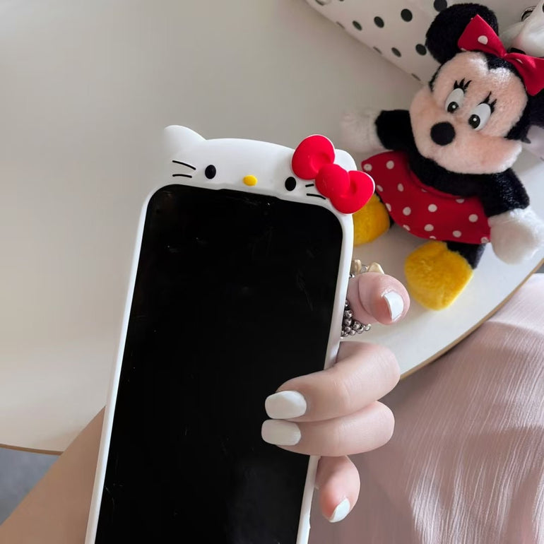 3D Kitty Silicon Case For iPhone