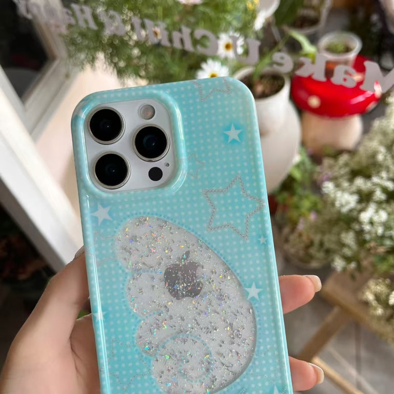 Glitter Angel Designer Case For iPhone With Charm