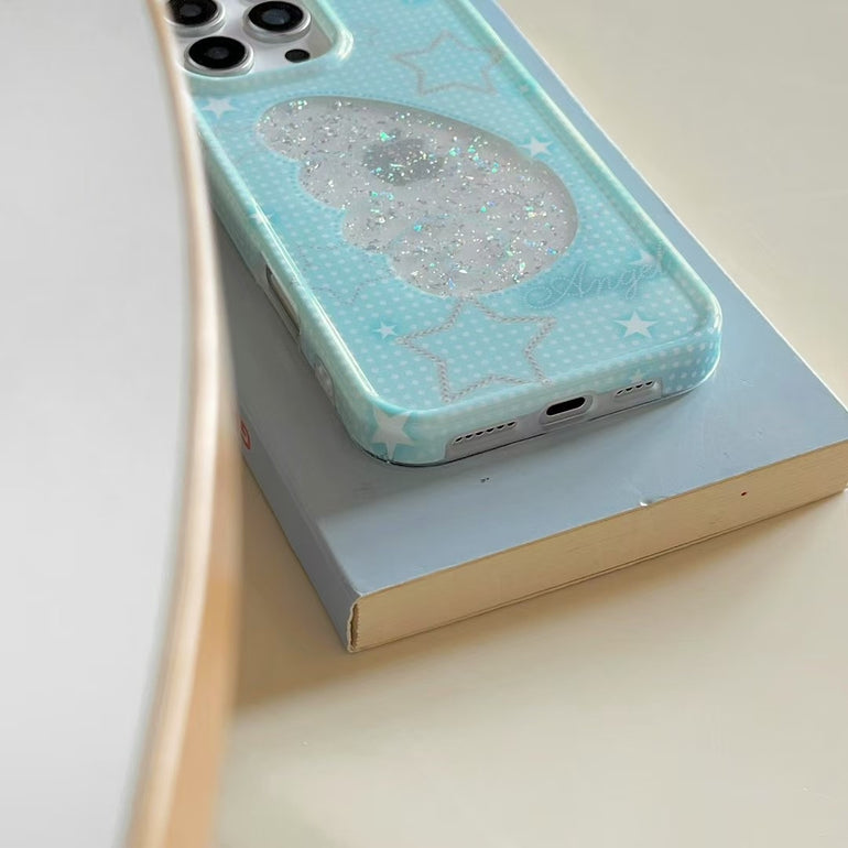 Glitter Angel Designer Case For iPhone With Charm