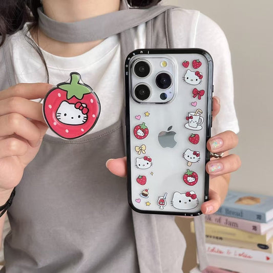 Kitty Sticker Transparent Silicon Case For iPhone With Holder