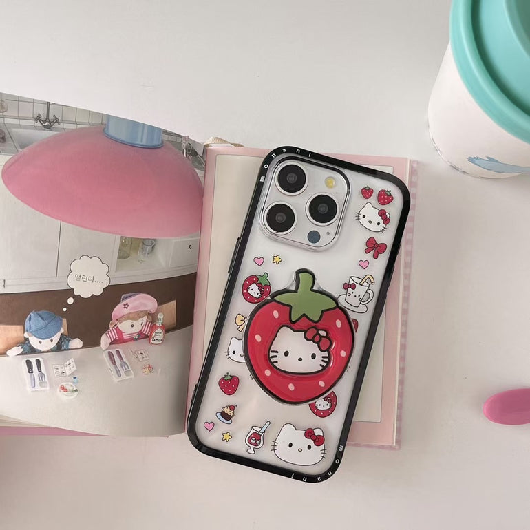 Kitty Sticker Transparent Silicon Case For iPhone With Holder
