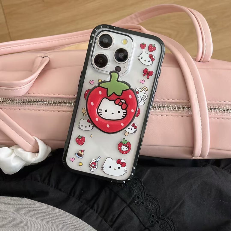 Kitty Sticker Transparent Silicon Case For iPhone With Holder