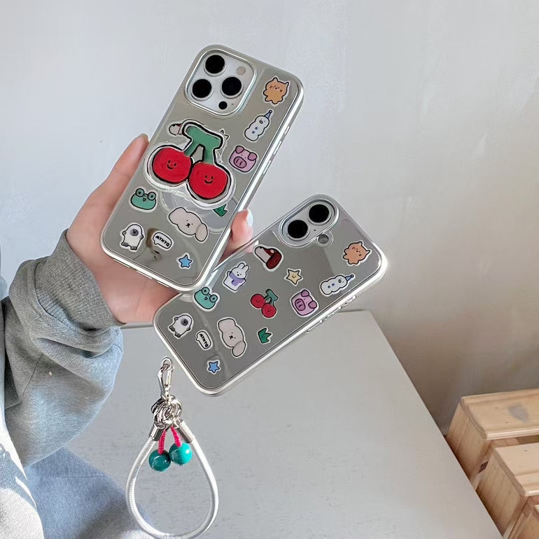 Mirror Sticker Case For iPhone With Cute Holder