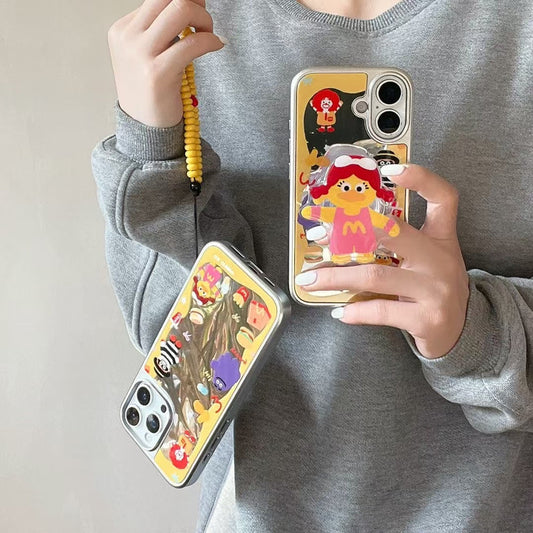 Cute Cartoon Mirror Designer Case For iPhone With Holder