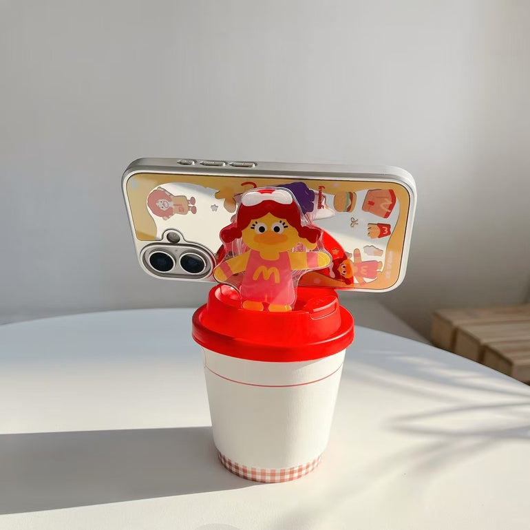 Cute Cartoon Mirror Designer Case For iPhone With Holder