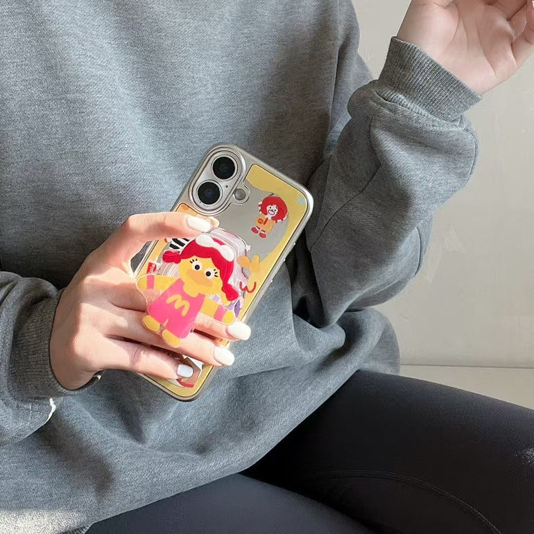 Cute Cartoon Mirror Designer Case For iPhone With Holder