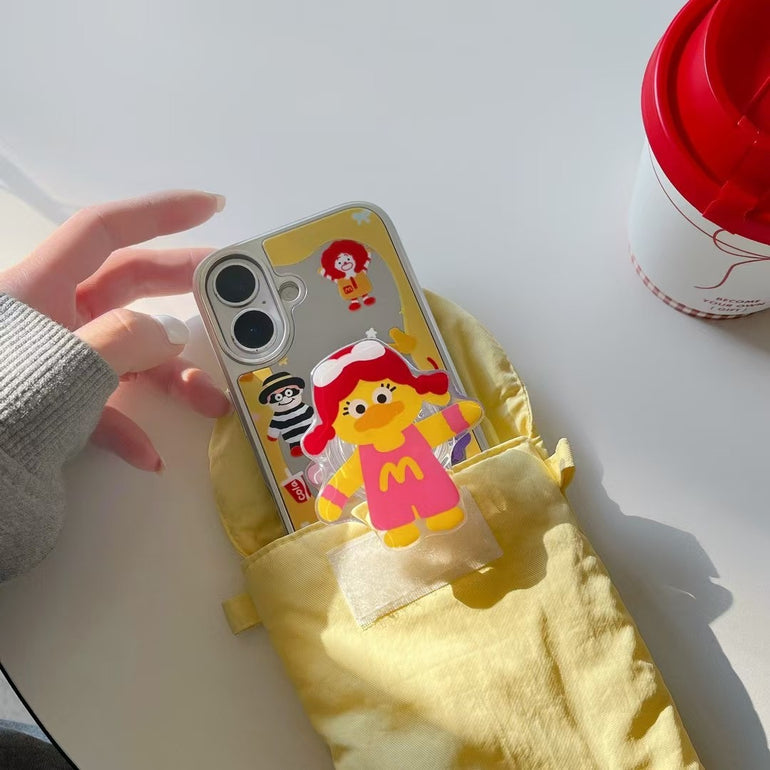 Cute Cartoon Mirror Designer Case For iPhone With Holder