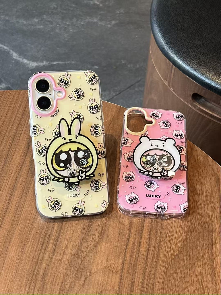 Lucky Girls Silcion Case For iPhone With Holder