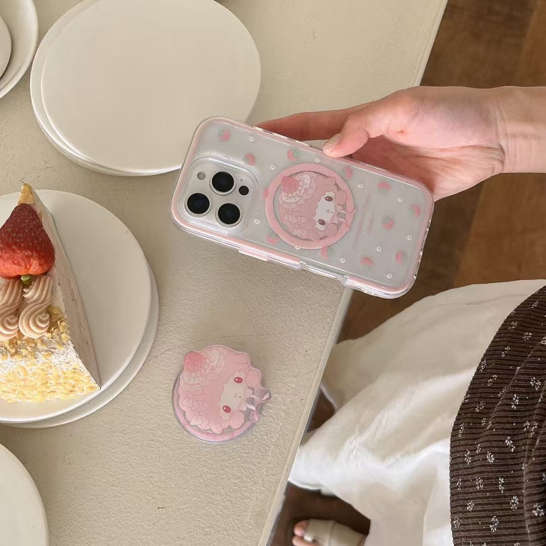 Strawberry Pattern Designer Silicon Case For iPhone With Magsafe Holder