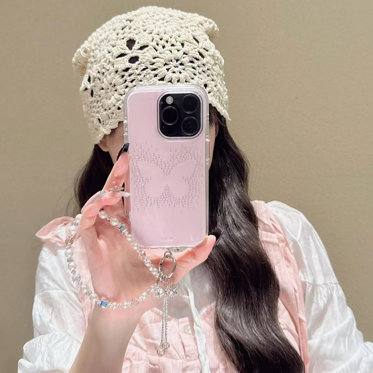 Beaded Butterfly Silicon Case For iPhone With Bow Bracelet