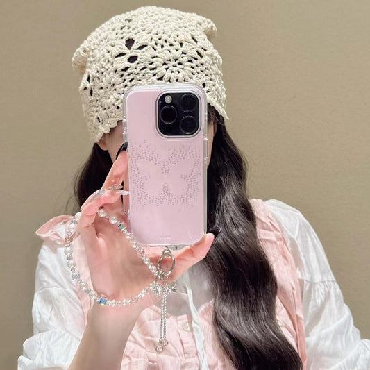 Beaded Butterfly Silicon Case For iPhone With Bow Bracelet